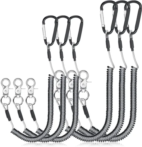 Woanger Paquete de 6 Cordones de Pesca de Alambre de Acero Enrollado Cordones para Herramientas Cordones para Herramientas de Mano Kayak Correa