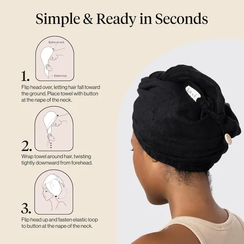 Miniatura 7 de Kitsch Toalla Envolvente de Microfibra para el Cabello para Mujeres - Toalla de Secado de Cabello Súper Absorbente - Secado Rápido