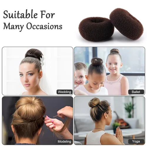Miniatura 6 de HOFASON Accesorios para hacer bollos – 12 piezas de donas de anillo pequeño para estilo de moño de ballet, moldeadores de calcetines para niños