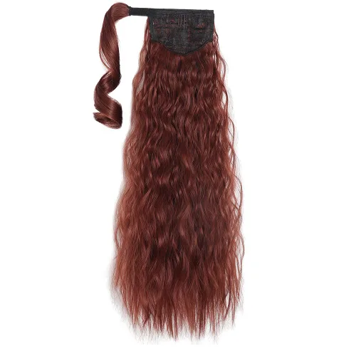 Miniatura 2 de Extensiones de cola de caballo caoba, cola de caballo rizada con clip, 22 pulgadas, 3.5 onzas, extensión de cabello sintético negro, extensión