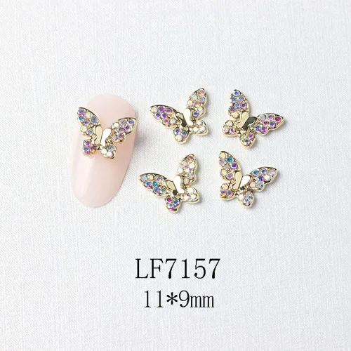 Miniatura 2 de 22 dijes de mariposa 3D para uñas, cristales, diamantes de imitación, aleación de metal, oro y plata, diseño de gemas para mujer, decoración