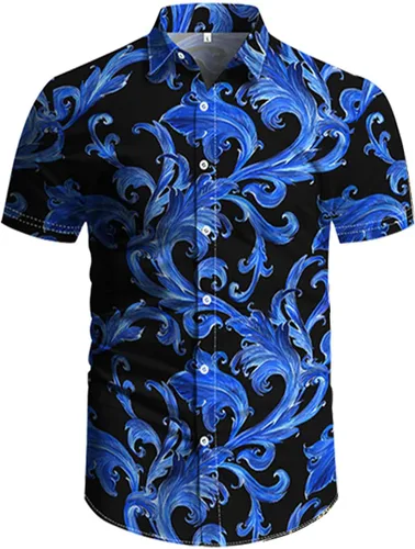 Miniatura 24 de RPOVIG Conjunto de playa a juego con camisas y pantalones cortos para hombre, ropa floral hawaiana para festival, conjuntos de 2 piezas con sombrero