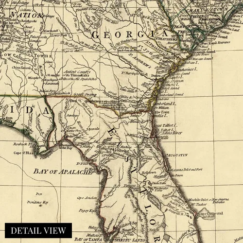 Miniatura 2 de HISTORIX 1776 Mapa vintage de las colonias británicas del sur en América - Mapa vintage de Estados Unidos de 24 x 30 pulgadas del Atlántico sur que