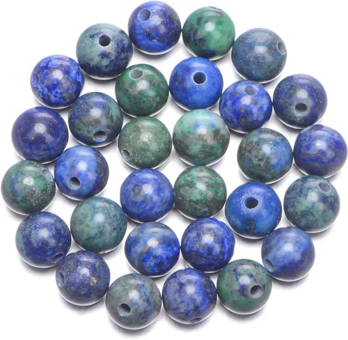 Miniatura 21 de AD Beads Cuentas redondas sueltas de piedras preciosas naturales de 0.394 in, agujero grande, tamaño de 0.079 in, 30 unidades (perla blanca)