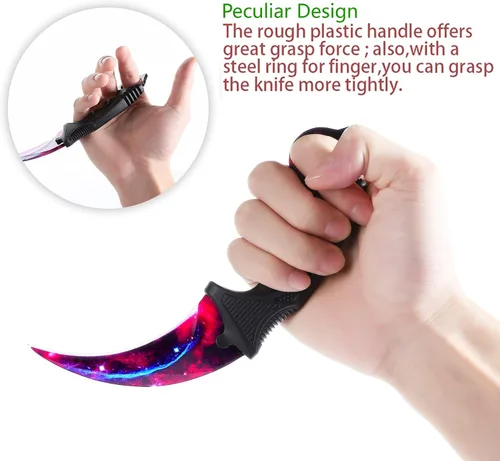 Miniatura 6 de TOPOINT KZ03-22 - Paquete de 2 cuchillos Land Karambit CS, cuchillo de hoja fija con funda y cordón KZ03-22 (verde y cielo estrellado)