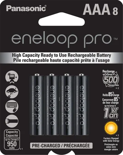 Miniatura 5 de Eneloop Panasonic BK-3HCCA16FA pro AA Ni-MH de alta capacidad, paquete de 16 y Panasonic BK-4HCCA8BA pro AAA de alta capacidad Ni-MH