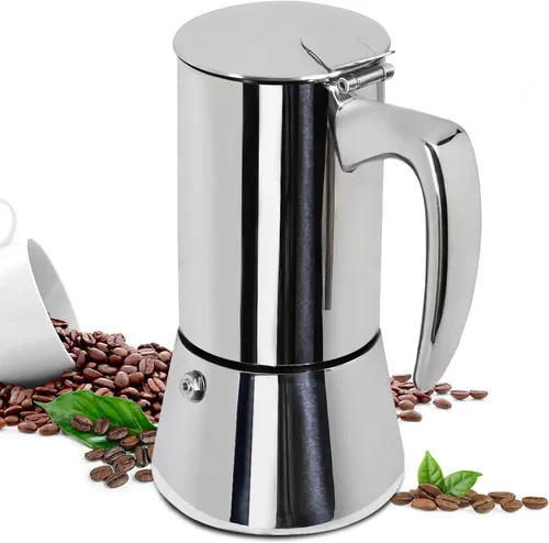 Olla de café espresso italiano de acero inoxidable 304 de 2 tazas de 3.5 onzas líquidas, cafetera para estufa, cafetera de moca, para estufa de