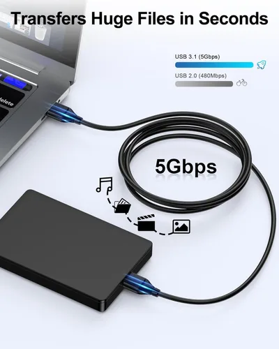 Miniatura 3 de Cable USB a USB de 6 pies, macho a macho, cable USB A a USB A para discos duros WD, PC, Mac, laptop, PS4, Xbox, USB 2.0 tipo A, impresora, cable