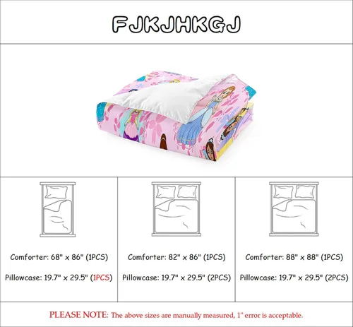 Miniatura 6 de Juego de edredón de princesa tamaño matrimonial para decoración de dormitorio de niñas, juego de edredón rosa con 2 fundas de almohada, bonito juego