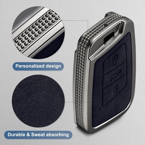 Miniatura 4 de YO&YOYE Compatible con funda para llavero VW Volkswagen con llavero protector de llave de cuero