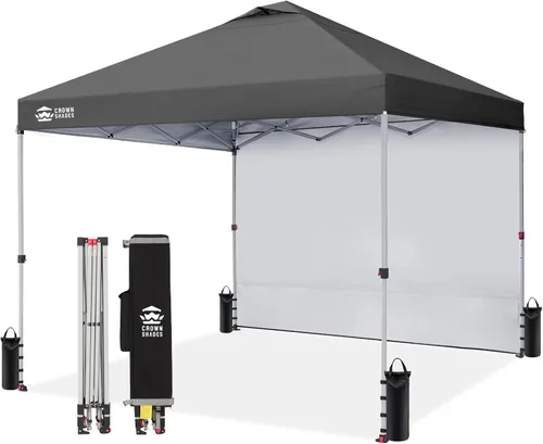 Miniatura 16 de CROWN SHADES - Toldo desplegable de 12 x 12 pulgadas con tela recubierta de color plata 150D, incluye 1 pared lateral extraíble, 4 cuerdas, 8