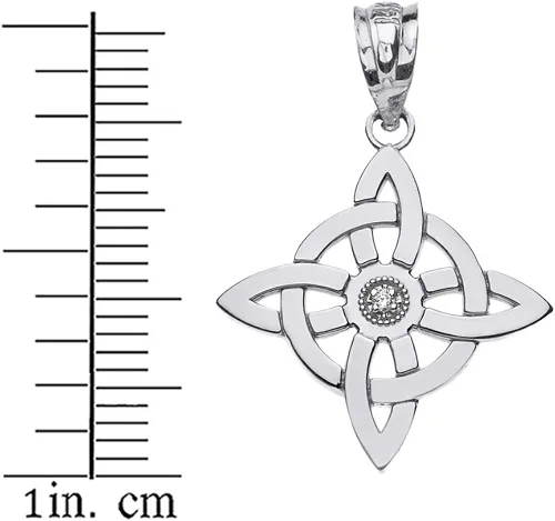 Miniatura 2 de Colgante de oro blanco de 10 K con diseño de diamante de bruja
