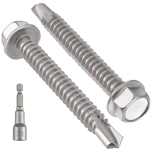 Miniatura 21 de VGBUY 170 tornillos autoperforantes para metal, tornillos autorroscantes de chapa metálica de acero inoxidable 410 #10 x 3/4 pulgadas, tornillos