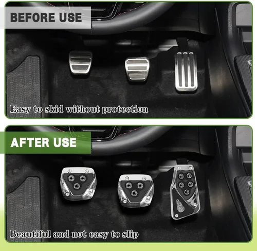 Miniatura 6 de Zufoty 3 piezas de almohadillas de pedal de aluminio antideslizantes para coche, cubiertas de pedal de freno de transmisión manual, cubiertas