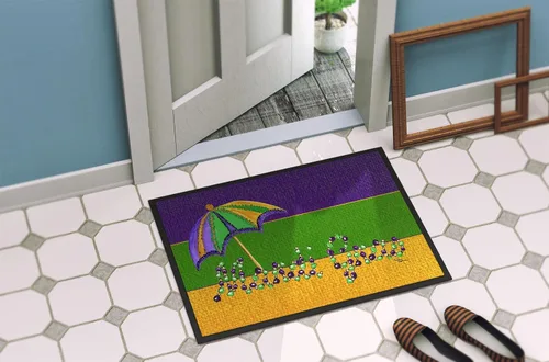 Miniatura 4 de Caroline's Treasures Tapete 8381MAT Mardi Gras de 18 x 27 pulgadas, tapete para puerta delantera, para interiores y exteriores, para entrada