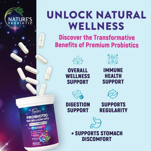 Miniatura 5 de Probióticos para la salud digestiva – Mezcla de probióticos de 100 mil millones de UFC por cápsula – 16 cepas y prebióticos de primera calidad