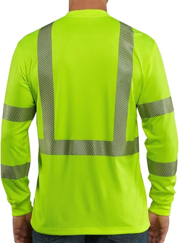 Miniatura 5 de Carhartt Camiseta ligera de manga larga con 3 bolsillos para hombre, de alta visibilidad, ajuste relajado, de alta visibilidad