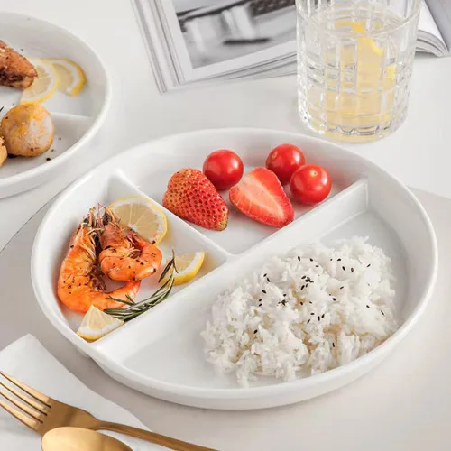 Miniatura 9 de RUIBOLU Platos Divididos Irrompibles 5PCS para Niños y Adultos, Plato con Compartimentos, Vajilla Ligera Reutilizable de Control de Porciones Platos