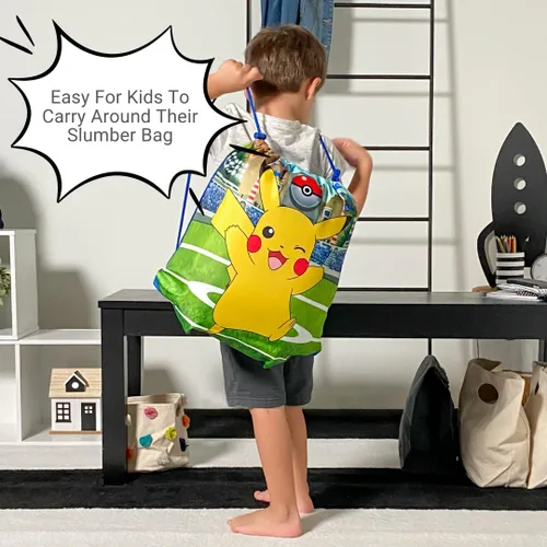 Miniatura 6 de Pokémon Anime Kids - Juego de 2 bolsas para dormir y bolsa de dormir y bolsa de dormir para niños, 46 pulgadas de largo x 26 pulgadas de ancho