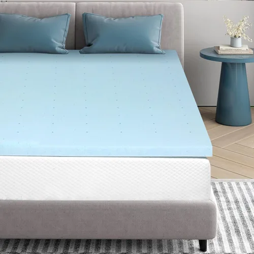 Miniatura 2 de BLKMTY Cubrecolchón tamaño Queen, colchón de espuma viscoelástica ventilada de 3 pulgadas, colchón de memoria de gel, transpirable, suave, en una