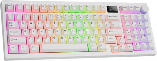 TECWARE Spectre Teclado mecánico para juegos 96% RGB | Pantalla LCD personalizable | Inalámbrico de tres modos con perilla | Montaje en junta |