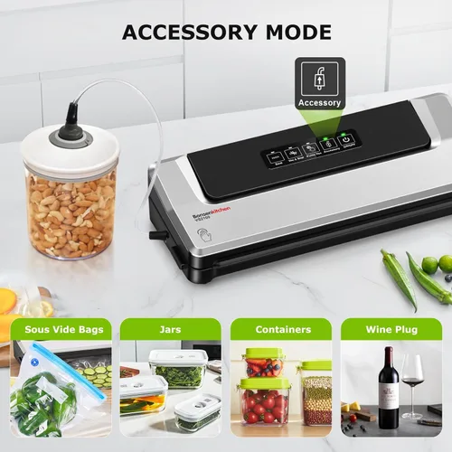 Miniatura 6 de Máquina Selladora al Vacío Bonsenkitchen con 40 Bolsas Sellador de Alimentos Compacto para Almacenamiento de Cocina y Preparación de Comidas