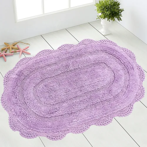 Miniatura 71 de Chardin home Alfombra de baño de ganchillo beige, alfombra de baño ovalada 100% algodón con borde de ganchillo artesanal hecho a mano, alfombra