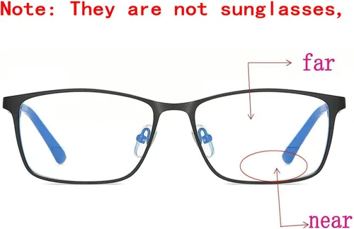 Miniatura 3 de Lentes de lectura bifocales fotocromáticos de transición para hombres y mujeres, lentes de sol cuadrados transparentes con protección UV 0 ~ +4