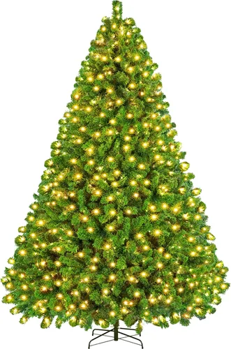 Miniatura 25 de Yaheetech Árbol de Navidad artificial preiluminado de 4.5 pies con luces incandescentes de color blanco cálido, árbol de Navidad con 340 puntas