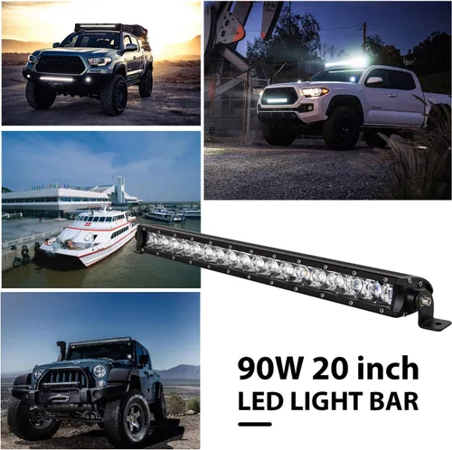 Miniatura 7 de Willpower Barra de luz LED de 19 pulgadas, 90 W, de una sola fila, foco delgado, luces LED todoterreno, luces de trabajo antiniebla para camiones