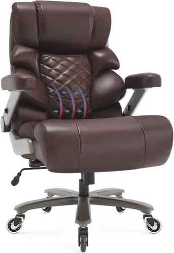 Miniatura 10 de Silla de oficina grande y alta de 700 libras, soporte lumbar ajustable, base de metal resistente, ruedas de goma silenciosas, respaldo alto, silla