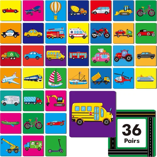 Miniatura 11 de Hebayy Juego de 36 pares de animales a juego, 72 tarjetas didácticas en español, 36 diseños, tarjetas de memoria, juguetes educativos de aprendizaje