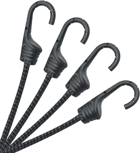 Miniatura 9 de Cuerdas elásticas de 24 pulgadas con ganchos, correas elásticas negras para camping, bicicleta, vagón plegable, maletero, etc.
