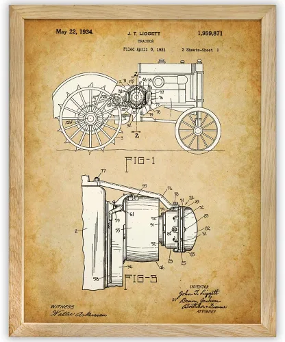 Tractor Patent Print - Great for Tractors and Farm Lovers, Vintage Farmers' Wall Decor, Classic Tractor Parts Art Print, Farm Equipment Garage Decor
