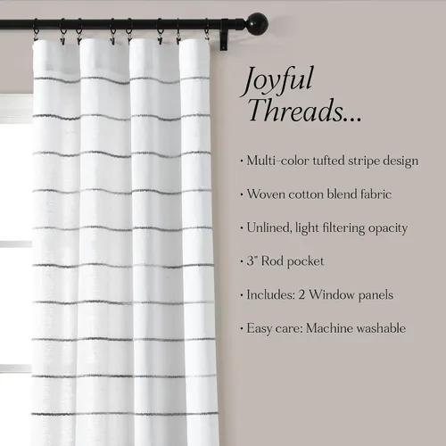 Miniatura 6 de Lush Decor Paneles de cortina de ventana de algodón teñido con hilo de rayas degradadas, par de cortinas de 40 pulgadas de ancho x 63 pulgadas