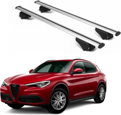 ERKUL - Barras transversales de techo para Alfa Romeo Stelvio 2017-2026 | Barras transversales de aluminio con cerradura antirrobo para techo,
