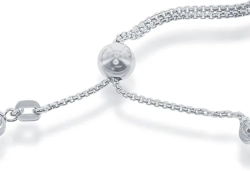Miniatura 3 de Beaux Bijoux brazalete de bolitas ajustable de diseño italiano con cuentas de lunas con diamantes tallados de plata esterlina 925