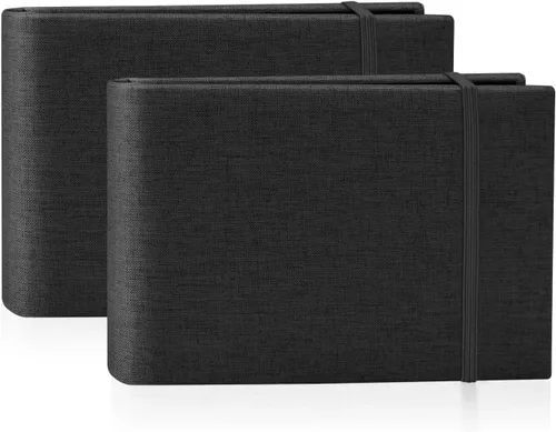 Paquete de 2 álbumes de fotos de 4 x 6, 4 x 6 pulgadas, 100 bolsillos, cubierta de lino, libro de fotos de pequeña capacidad, fácil de clasificar y
