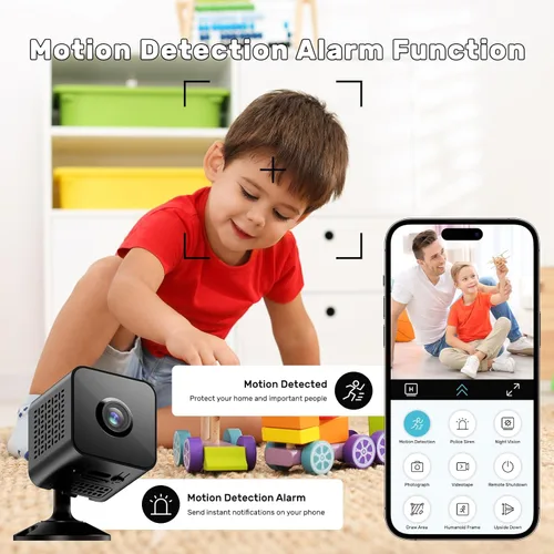 Miniatura 4 de Mini cámara de seguridad 4K, cámara inalámbrica WiFi, pequeña cámara portátil HD para niñera con detección de movimiento, almacenamiento en la nube
