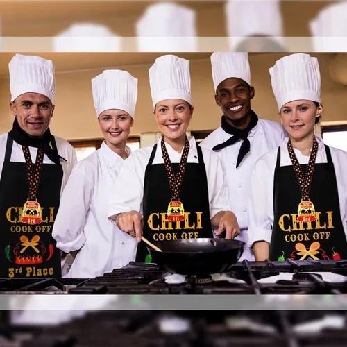 Miniatura 6 de Liitrsh 6 piezas Chili Cook off Delantal Chili Cook off Medallas Premios 1º/2º/3er Lugar para Hombres Mujeres Familiares Amigos, Principalmente oro