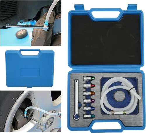 Miniatura 7 de Kit de llave de purga de frenos con 6 adaptadores, goma metálica, universal para automóvil, SUV, camión ligero, motocicleta, 0.27-0.47 pulgadas