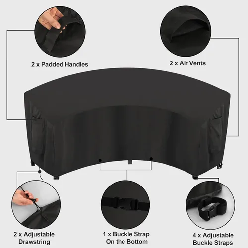Miniatura 5 de OutdoorLines Funda seccional curvada impermeable para exteriores, resistente a los rayos UV, resistente al viento, para terraza, césped y patio