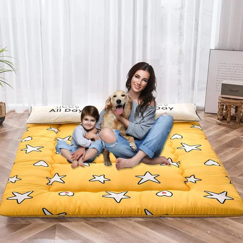 Miniatura 15 de QQP Colchón de futón japonés plegable de tatami, tapete portátil para adultos y niños, tapete para dormir adecuado para campamento, habitación