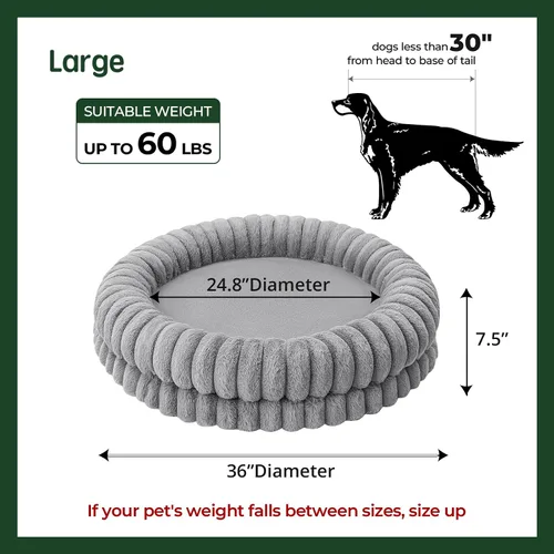 Miniatura 5 de BALANCE Cama de Donut de Lujo para Perros, 36 Pulgadas Camas Redondas para Perros Grandes Lavables, Cama Ortopédica Calmante para Perros con Fondo