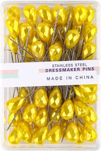 Miniatura 2 de 50 alfileres de costura con caja transparente de 2 pulgadas, alfileres de acolchado de cabeza de diamante de colores, pasadores rectos largos