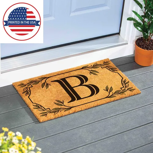 Miniatura 9 de Evergreen Flag Alfombra de puerta de fibra de coco monograma Letra B Alfombra para puerta delantera para interiores y exteriores 71x41 cm