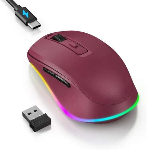 Miniatura 10 de PEIOUS Ratón Inalámbrico Jiggler - Ratones Inalámbricos LED con Mover de Ratón Integrado, Ratón Móvil Recargable para Laptop con Movimiento Azul