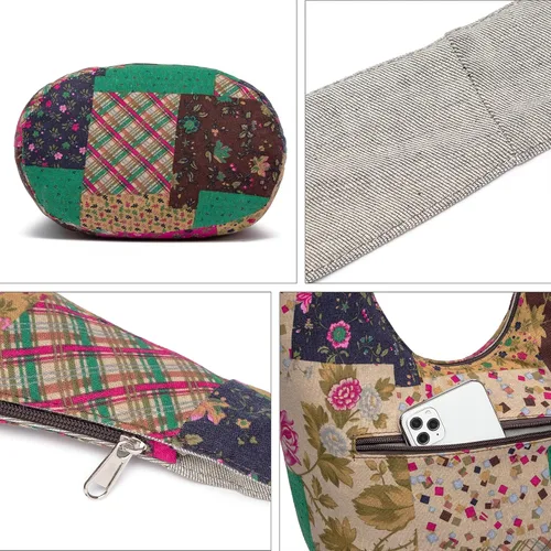 Miniatura 22 de Bolsa de hombro para mujer, de lona en estilo hippie/bohemio para llevar cruzada al hombro, disponible en diferentes colores y estampados