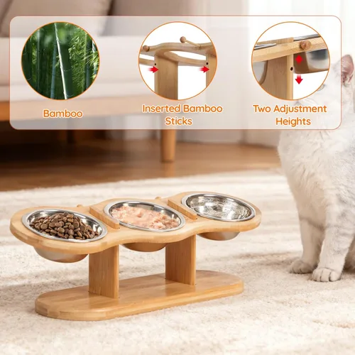 Miniatura 7 de Cuencos elevados para gatos, cuencos elevados de comida para gatos, cuencos inclinados en 15° para gatos, cachorros, perros pequeños, cuenco elevado