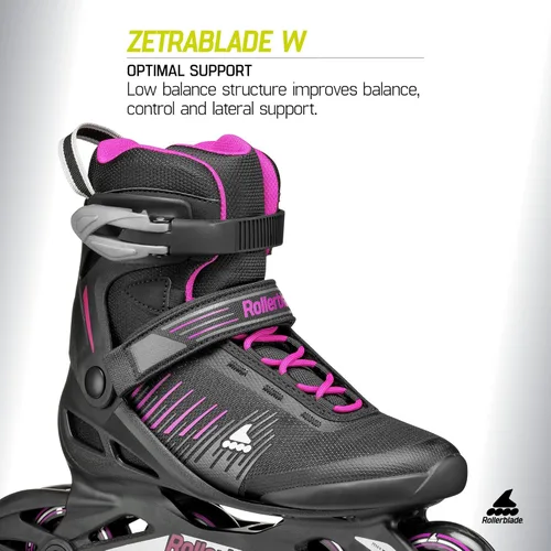 Miniatura 4 de Rollerblade Zetrablade Patines en línea para mujer adulta, patines en línea de rendimiento 2-Negro/Celeste